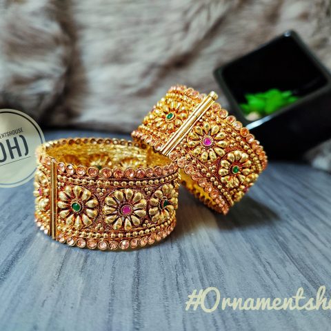 Bangles Jewellery - Gold Plated with Real Stone