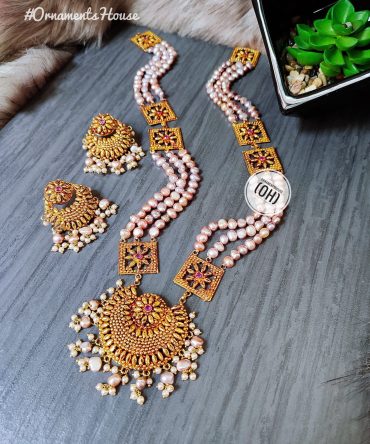 Real Pearl - Gold Plated Pinkesh Long Necklace