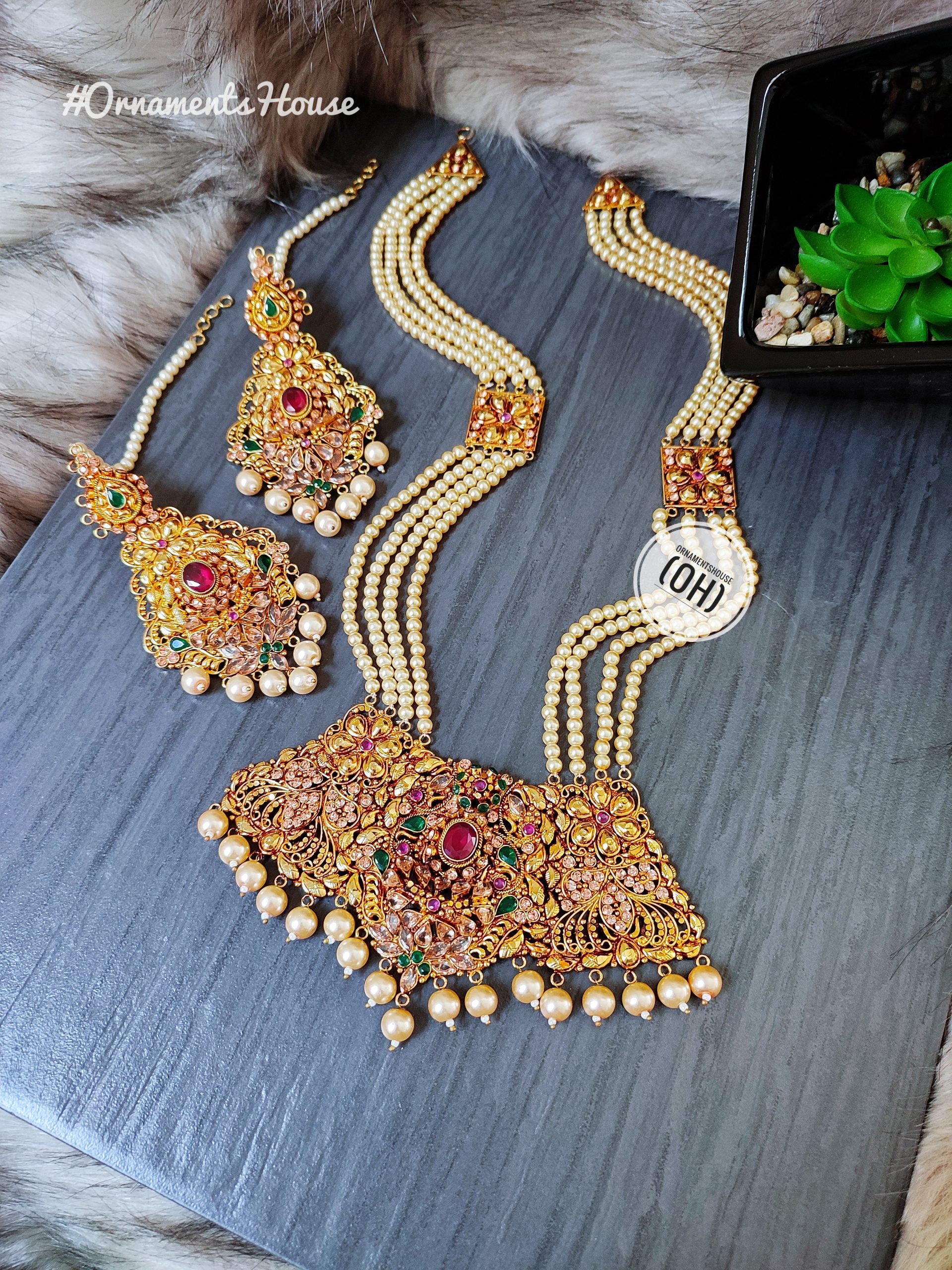 Gold Plated - Multi Color Long Necklace