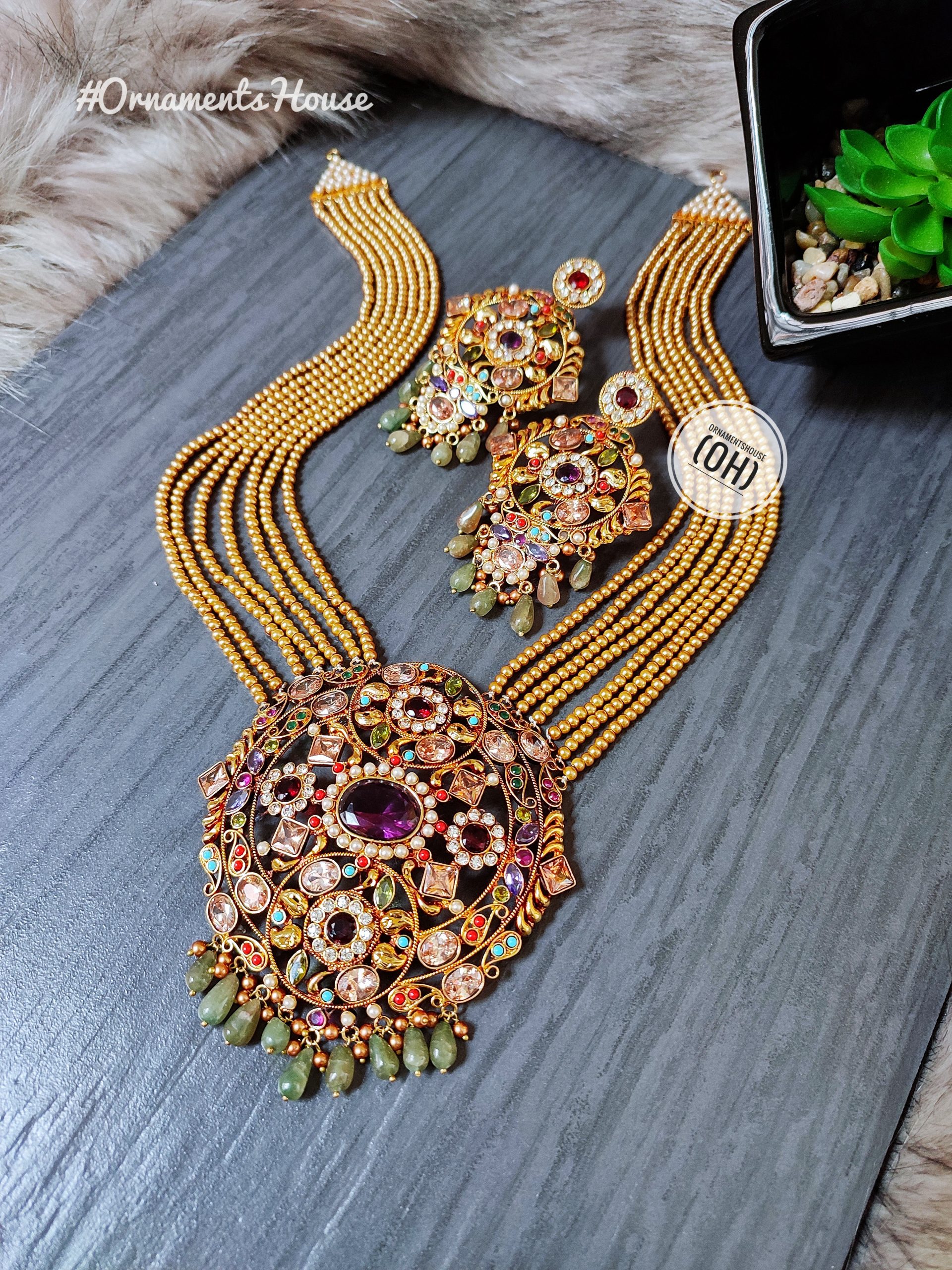 Gold Plated - Multi Color Necklace