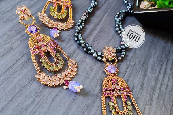 Real Pearl - Hena Purple Color Pendant with Ash Pearl