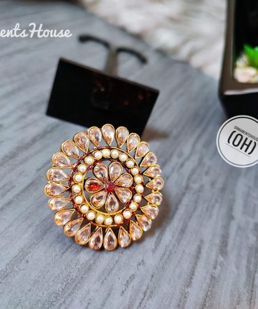 Superb Gold Plated Finger Ring with Real Stone