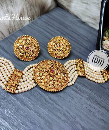 Gold Plated - Choker with Real Stone