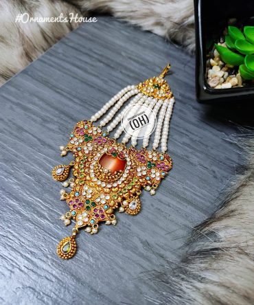 Gold Plated - Bridal Jhapta with Real Pearl