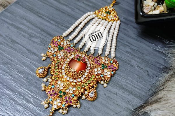 Gold Plated - Bridal Jhapta with Real Pearl