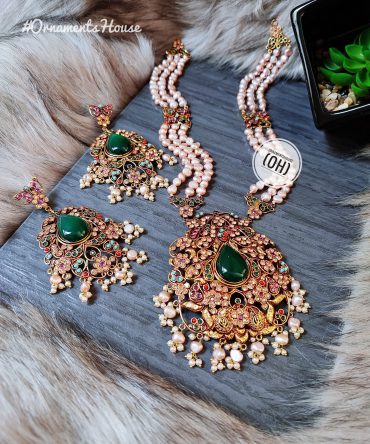 Real Pearl - Multi and Green Long Necklace