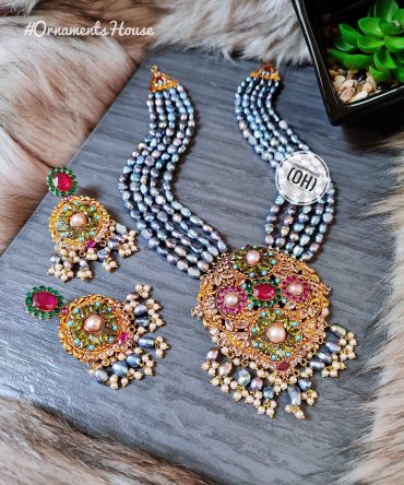 Real Pearl - Ash Color Long Necklace